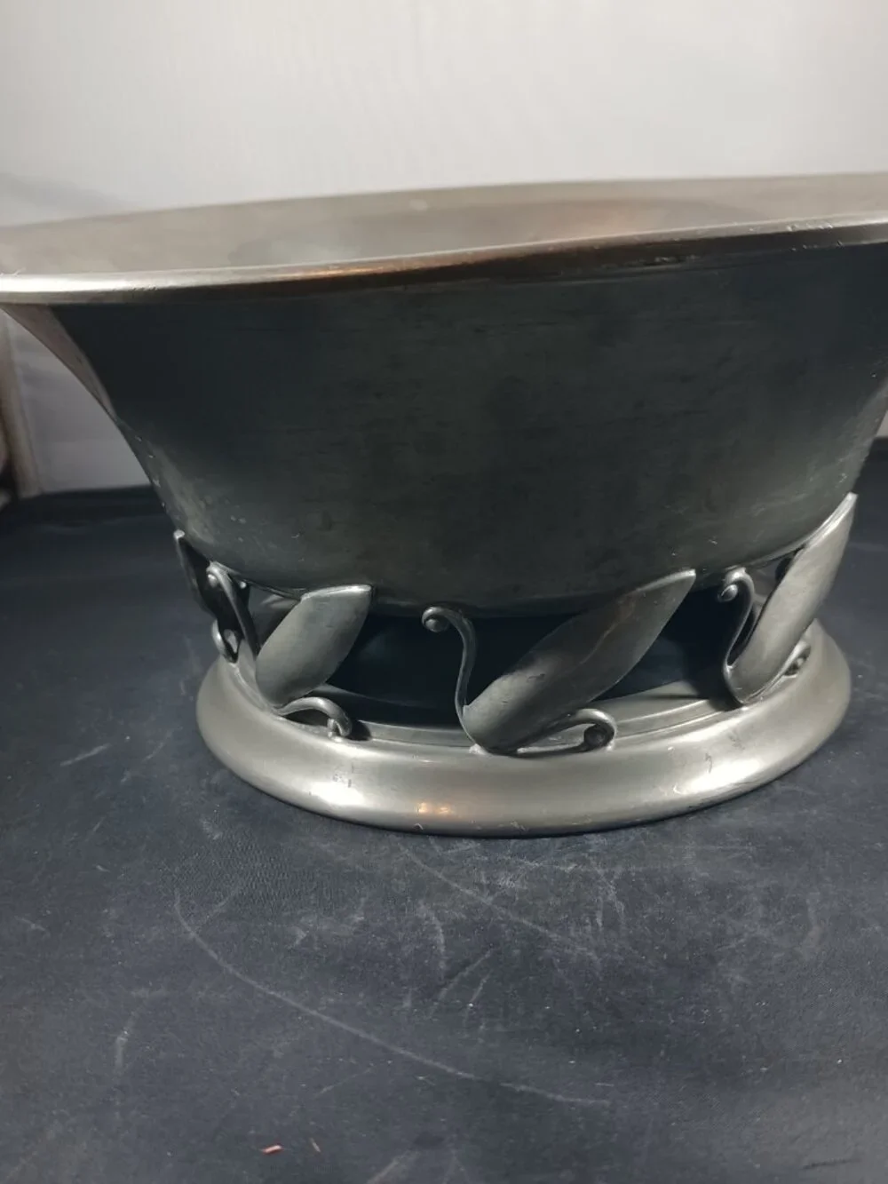 Vintage Art Nouveau Style Pewter Centerpiece Bowl Swan